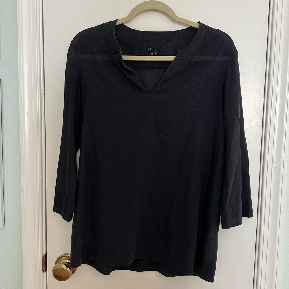 Theory Sheer Black Blouse